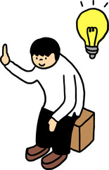 Illustration of a man sitting down and coming up with an idea