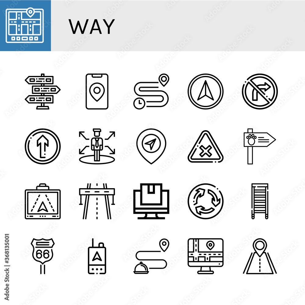 Poster way simple icons set