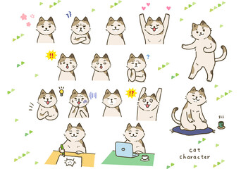 猫のキャラクターの表情セット