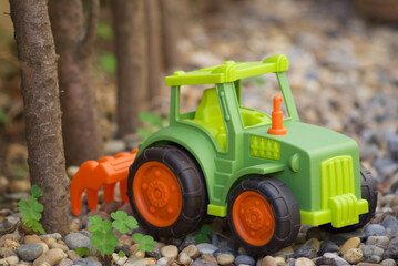 Toy tractor in my garden. Summer 2020.