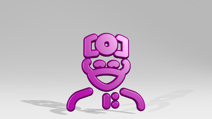 professions man doctor made by 3D illustration of a shiny metallic sculpture with the shadow on light background. icon and set