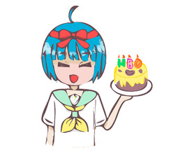 happy cute japanese student cartoon