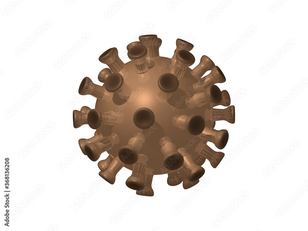 Fototapete copper corona virus illustration having sticky arms around the body with a uniform texture by 3d ren