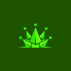 King Marijuana Logo, King Cannabis logo design inspiration, Cannabis crown logo design inspiration isolated on dark green background