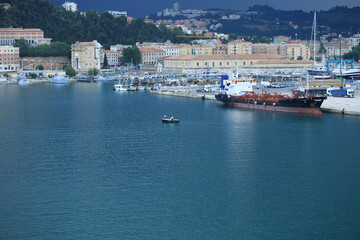 Ancona , Italy, Tuesday 5 July 2020 view of the city port from ship covid-19 season holidays high...