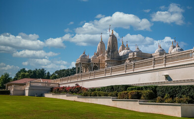 View of a white marble hindu temple
