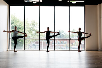 women doing yoga in a studio