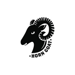 vintage horn goat vector logo illustration