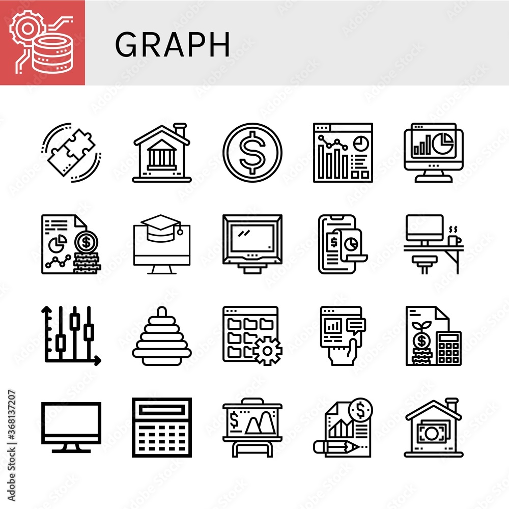Poster graph simple icons set