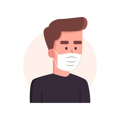 Coronavirus. Persona con mascarilla. Detener el coronavirus. Proteger la salud. Concepto de cuarentena, pandemia y epidemia. Hombre con máscara médica. Contaminación del aire