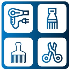 hairdresser simple icons set