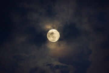 Naklejka na ściany i meble Full Moon sky with Clouds