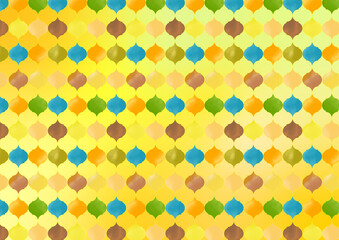 Fototapeta na wymiar 水彩　秋　 モロッカン　タイル　パターン　watercolor 　moroccan　mosaic background　seamless pattern