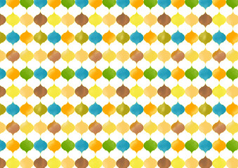 水彩　秋　 モロッカン　タイル　パターン　watercolor 　moroccan　mosaic background　seamless pattern