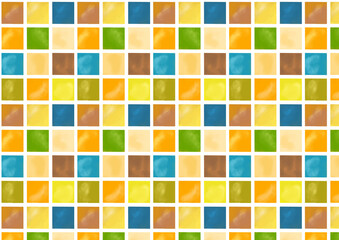 水彩　秋　タイル　パターン　watercolor 　mosaic background　seamless pattern