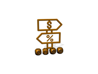 3D representation of SIGN with icon on the wall and text arranged by metallic cubic letters on a mirror floor for concept meaning and slideshow presentation. illustration and symbol