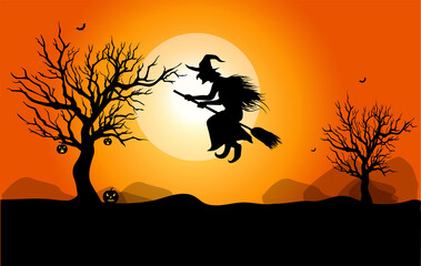 Fototapeta na wymiar Vector Halloween background. Easy to Edit 