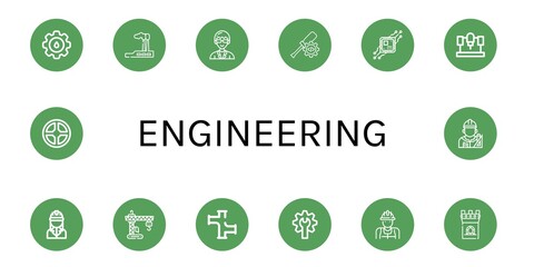 engineering simple icons set