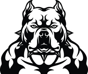 Head of Aggressive American Bully Dog