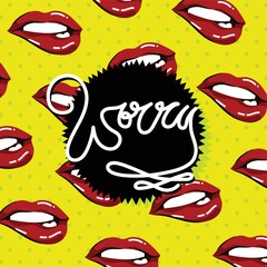 Obraz premium word worry on lips background
