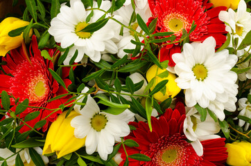 Obraz na płótnie Canvas Part of flower bouquet, composition on light background.