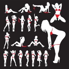 set of hot woman icons