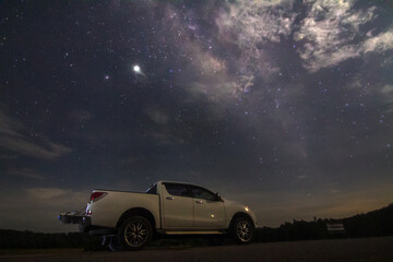 Fototapeta na wymiar car in the night with star