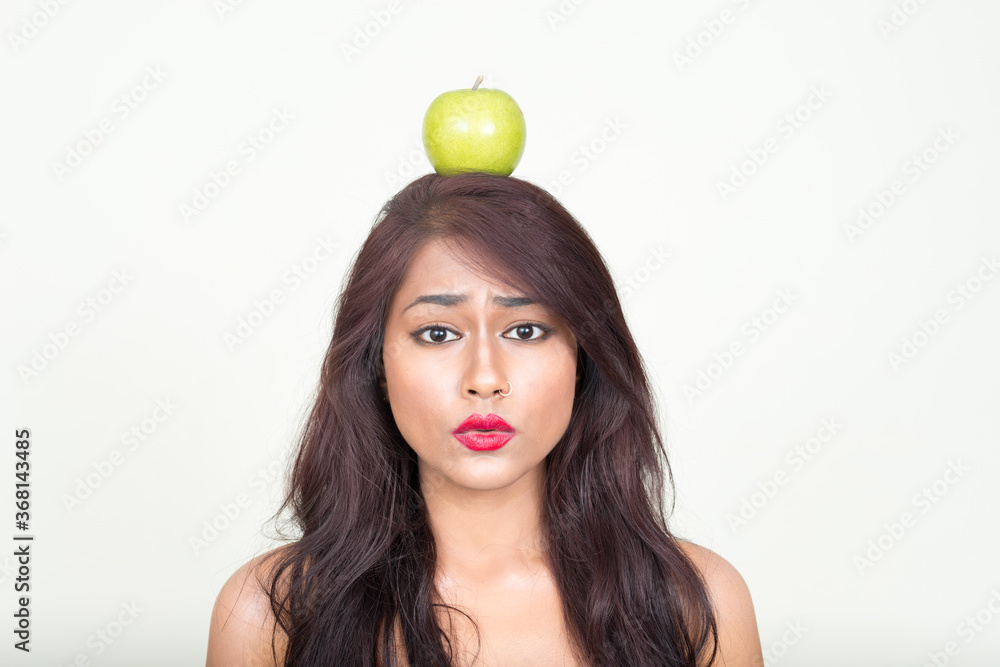 Wall mural portrait of young beautiful indian woman in underwear