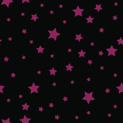 Seamless Stars pink with black background vector illustration pattern design.