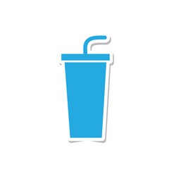 paper cup with straw sticker