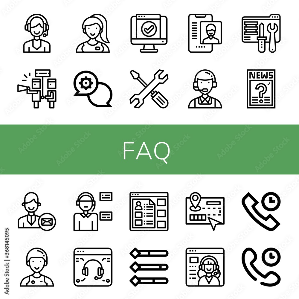 Poster faq simple icons set