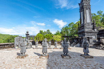 Statues of warriors in Imperial Khai Dinh Tomb in Hue, Vietnam