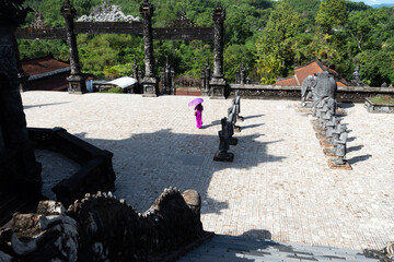 Statues of warriors in Imperial Khai Dinh Tomb in Hue, Vietnam