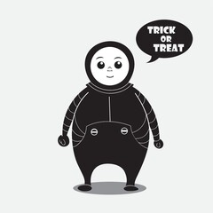 person in a costume saying trick or treat