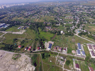 Aerial view of the saburb landscape (drone image). Near Kiev