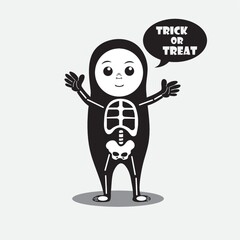 person in a costume saying trick or treat