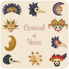 Naklejka premium carnival of venice set