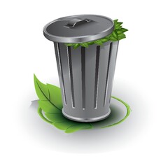 garbage bin full with leaves