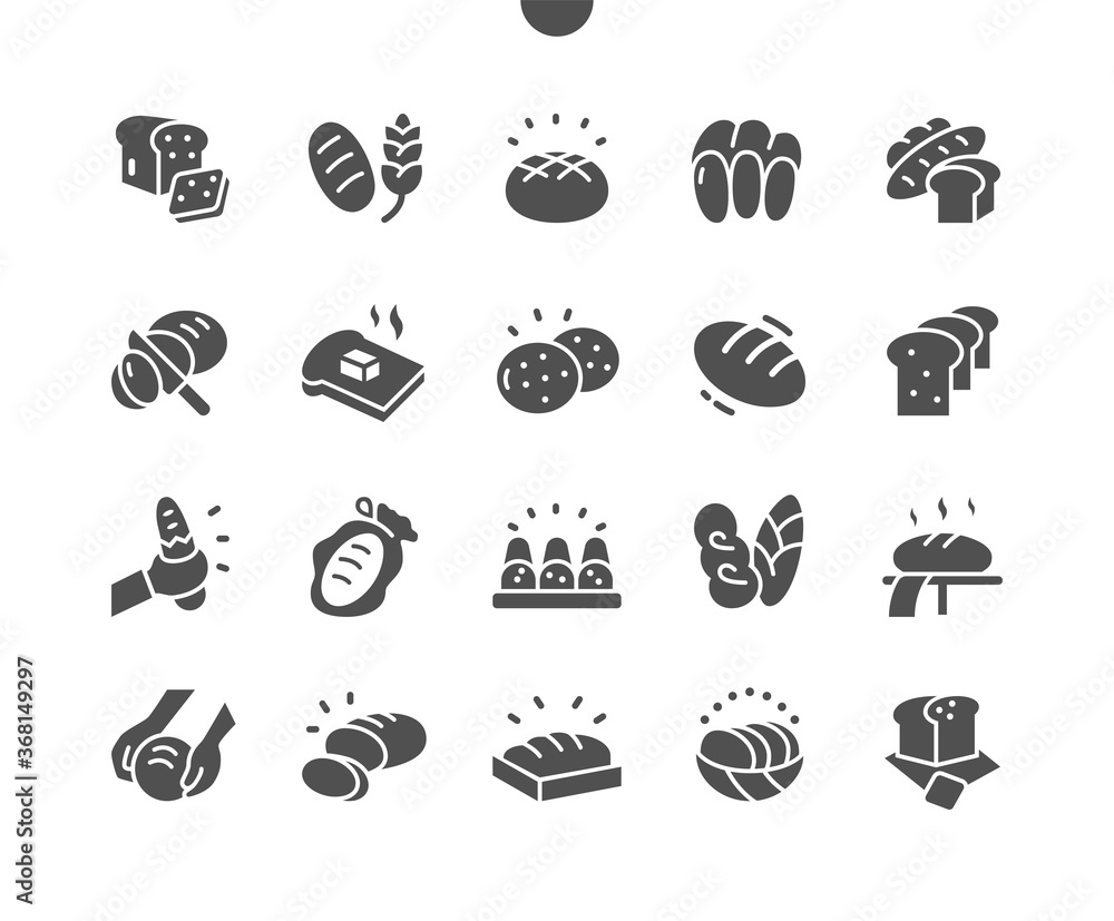 Poster bread well-crafted pixel perfect vector solid icons 30 2x grid for web graphics and apps. simple min
