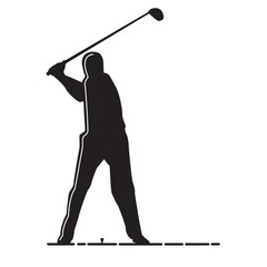 silhouette of man playing golf