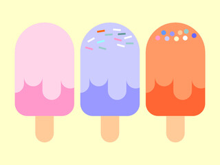 ice cream on a stick, vector illustration of ice cream on a stick, flat design of ice cream