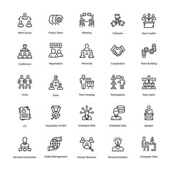 Human Resource Line Vector Icons Set