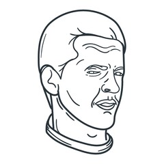 man with suspicious expression