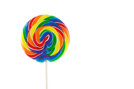 single colorful lollipop isolated on white background