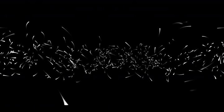 Blue particles flying around and disappearing visual effects for 360 VR video.