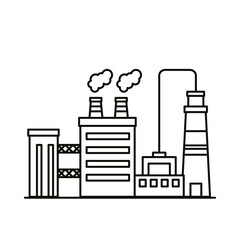 industry factory buildings and chimneys line style icons