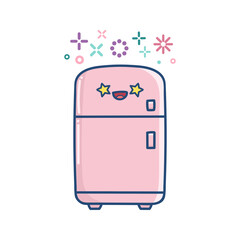 kawaii smiling kitchen fridge cartoon