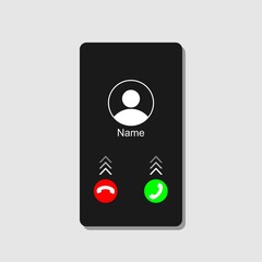 Mobile call screen template. Call screen smartphone interface mockup. Vector illustration. 