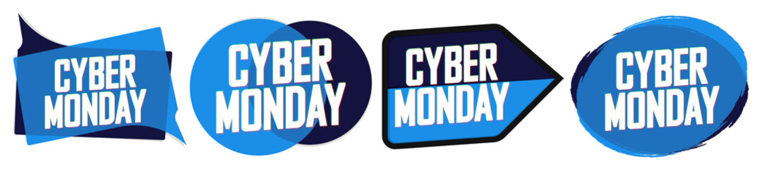 Cyber Monday, Set Sale banners design template, discount tags, final season offers, vector illustration
