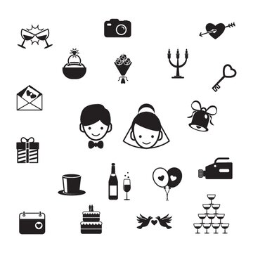 collection of wedding icons